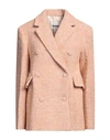 Jil Sander Woman Coat Apricot Size 6 Virgin Wool, Mohair Wool, Alpaca Wool, Polyamide In Orange