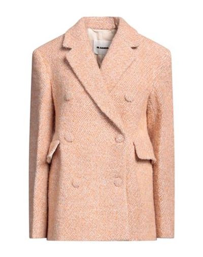 Jil Sander Woman Coat Apricot Size 0 Virgin Wool, Mohair Wool, Alpaca Wool, Polyamide In Orange