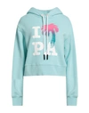 PALM ANGELS PALM ANGELS WOMAN SWEATSHIRT TURQUOISE SIZE L COTTON, ELASTANE, POLYESTER