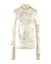 JIL SANDER JIL SANDER WOMAN T-SHIRT CREAM SIZE 12 SILK