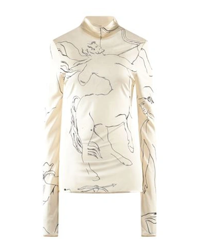 Jil Sander Woman T-shirt Cream Size 12 Silk In White
