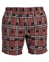 Burberry Man Swim Trunks Brown Size L Polyester In Brown