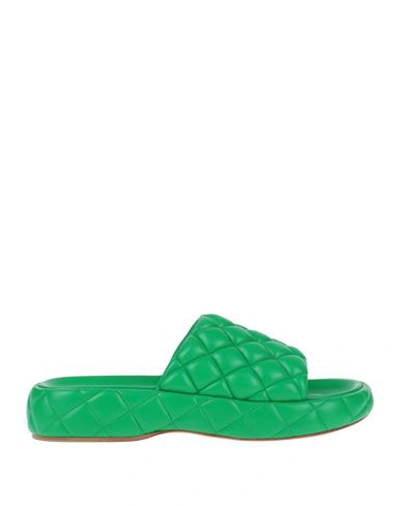 Bottega Veneta Woman Sandals Green Size 10 Soft Leather