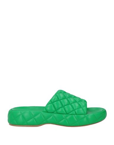 Bottega Veneta Woman Sandals Emerald Green Size 9 Soft Leather In Green