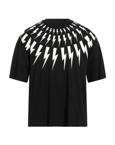 Neil Barrett Man T-shirt Black Size Xxl Cotton In Black