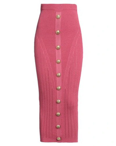 Balmain Woman Midi Skirt Magenta Size 10 Viscose, Elastane