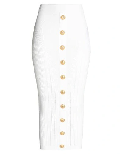Balmain Woman Midi Skirt Off White Size 8 Viscose, Elastane