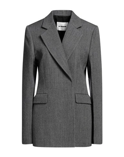 Jil Sander Woman Coat Lead Size 2 Wool, Silk In Grey