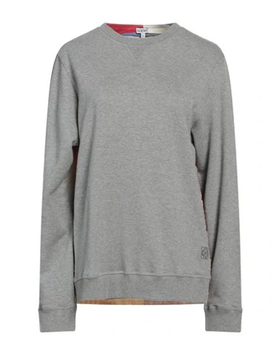 Loewe Woman Sweatshirt Grey Size L Cotton, Linen, Lambskin