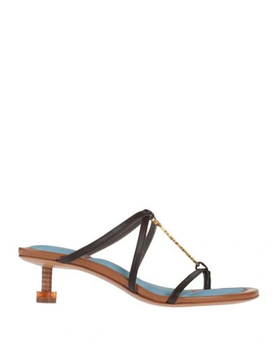Jacquemus Open Toe Brown Sandals In Multicolor