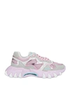 Balmain Suede And Mesh B-east Low Top Sneakers With Contrasting Deta In Pink