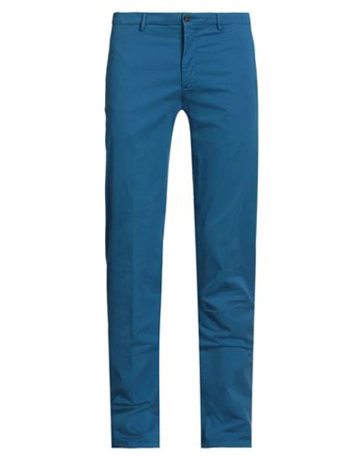 Boglioli Man Pants Azure Size 36 Cotton, Elastane In Blue