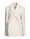 JIL SANDER JIL SANDER WOMAN COAT IVORY SIZE 10 VIRGIN WOOL, ALPACA WOOL, POLYAMIDE