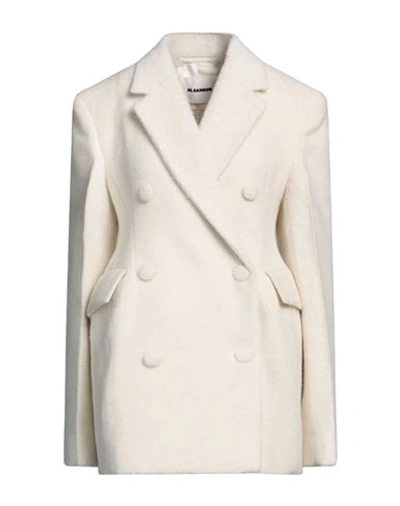 Jil Sander Woman Coat White Size 00 Virgin Wool, Alpaca Wool, Polyamide