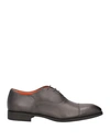 Santoni Man Lace-up Shoes Steel Grey Size 12 Leather