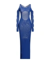 Off-white Cut-out Net Long Dress In Blue