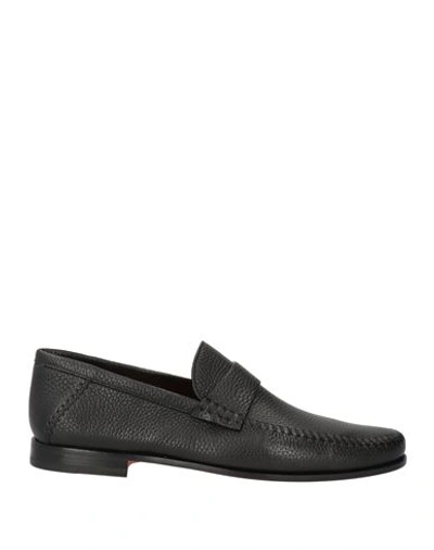 Santoni Man Loafers Black Size 10 Soft Leather