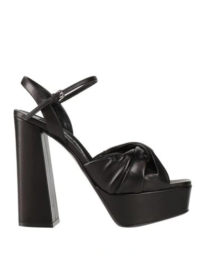SERGIO ROSSI SERGIO ROSSI WOMAN SANDALS BLACK SIZE 7.5 LEATHER