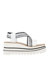 Stella Mccartney Sneak-elyse Striped Platform Sandals In White Recycled Polyester In White