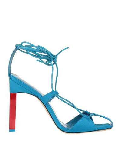 ATTICO THE ATTICO WOMAN SANDALS AZURE SIZE 7.5 TEXTILE FIBERS