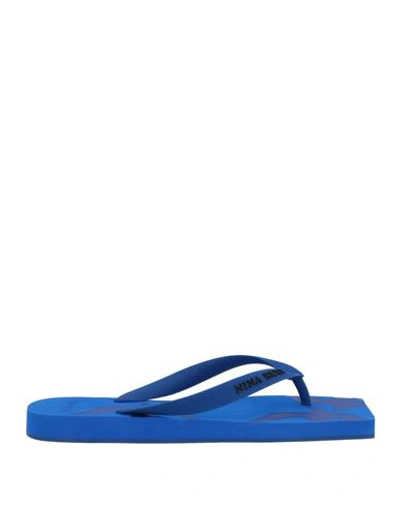 Nina Ricci Woman Thong Sandal Bright Blue Size 10 Rubber