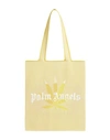 Palm Angels Logo-print Raffia Tote Bag In Yellow