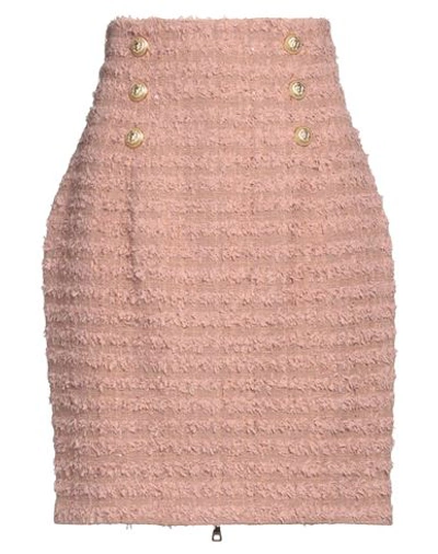 Balmain Woman Mini Skirt Pastel Pink Size 8 Cotton, Polyamide, Polyester