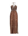 4GIVENESS 4GIVENESS WOMAN MAXI DRESS BROWN SIZE L POLYESTER, ELASTANE, POLYAMIDE