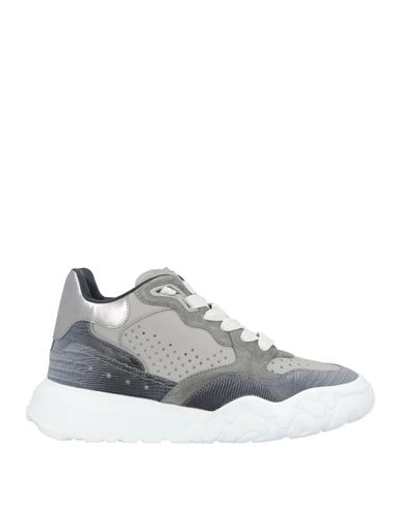 Alexander Mcqueen Man Sneakers Grey Size 12 Soft Leather In Gray