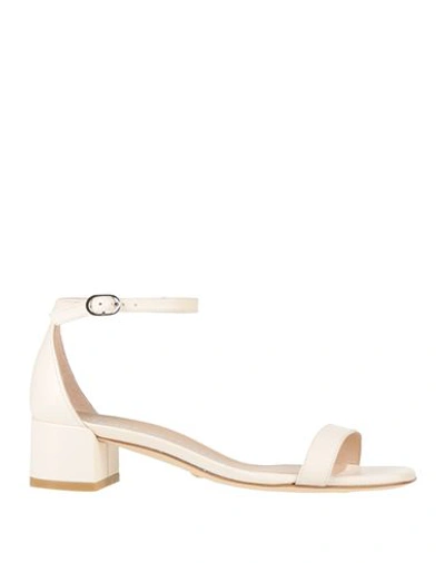 Stuart Weitzman Woman Sandals White Size 10.5 Soft Leather In Pink