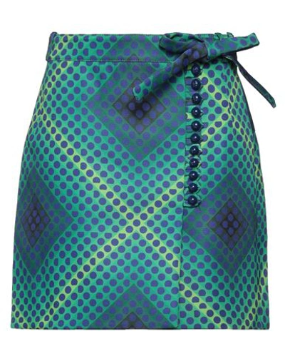 Paco Rabanne Rabanne Woman Mini Skirt Green Size 4 Polyester, Acrylic, Wool