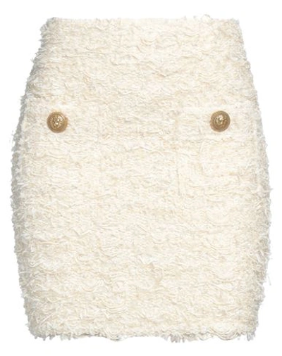Balmain Woman Mini Skirt Ivory Size 6 Cotton, Viscose, Polyamide, Polyester In White