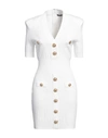 Balmain Button-embellished Ribbed-knit Minidress In White