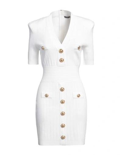 Balmain Woman Mini Dress Ivory Size 12 Viscose, Polyester In White