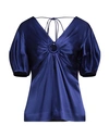 Stella Mccartney Woman Top Blue Size 8-10 Acetate, Viscose