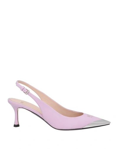 N°21 70mm Contrast-toe Slingback Pumps In Purple