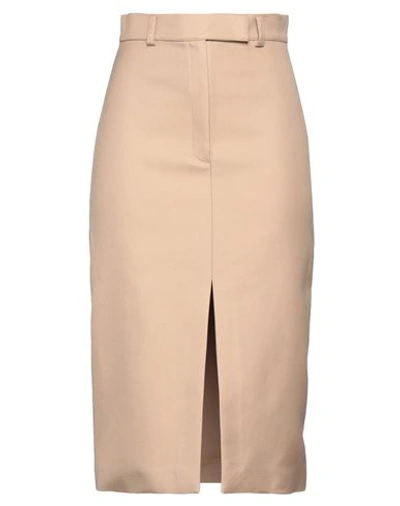 Rochas Woman Midi Skirt Beige Size 4 Cotton, Polyamide
