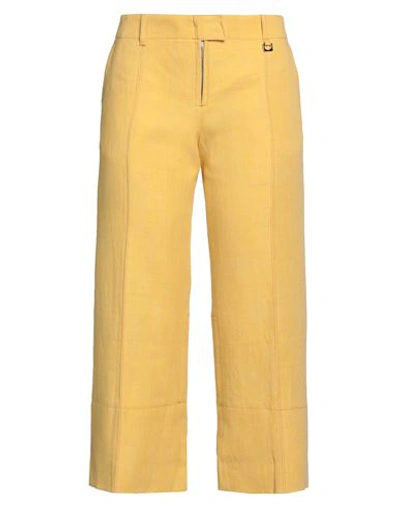 Jacquemus Woman Cropped Pants Yellow Size 8 Linen, Viscose, Polyester