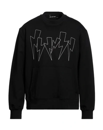 Neil Barrett Man Sweatshirt Black Size L Viscose, Polyamide, Elastane