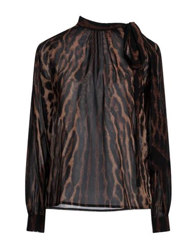 Givenchy Woman Top Brown Size 6 Silk, Elastane