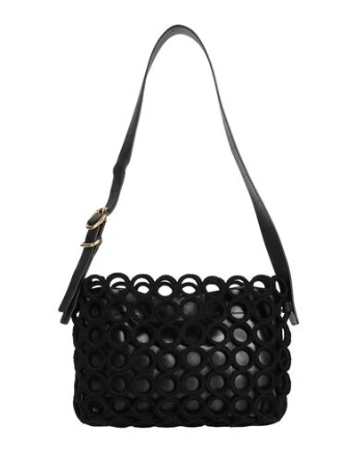 Jil Sander Woman Shoulder Bag Black Size - Leather, Textile Fibers