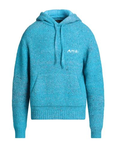 Amiri Man Sweater Turquoise Size L Cotton, Polyamide, Alpaca Wool, Polyester In Blue