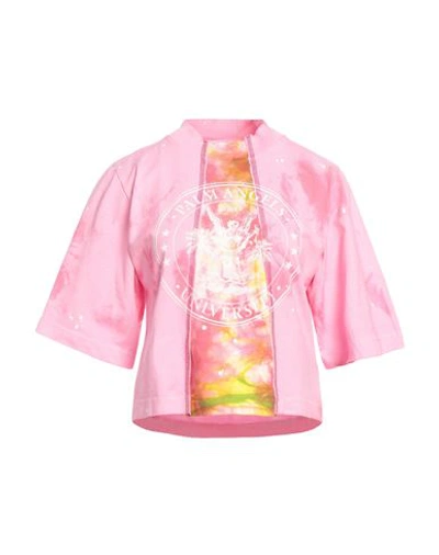 Palm Angels Women's Tie Dye Logo Tee In Fuchsia
