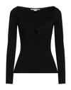 Stella Mccartney Ring-embellished Ribbed-knit Top In Black