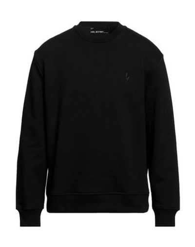 Neil Barrett Man Sweatshirt Black Size Xl Cotton, Elastane