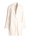 Anna Seravalli Woman Overcoat & Trench Coat Ivory Size 8 Viscose, Polyamide, Elastane In White