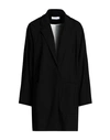 Anna Seravalli Woman Overcoat & Trench Coat Black Size 8 Viscose, Polyamide, Elastane