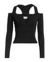 Alexander Mcqueen Black Cropped Top With Cut-out Details Black In Jersey Stretch Woman In Black