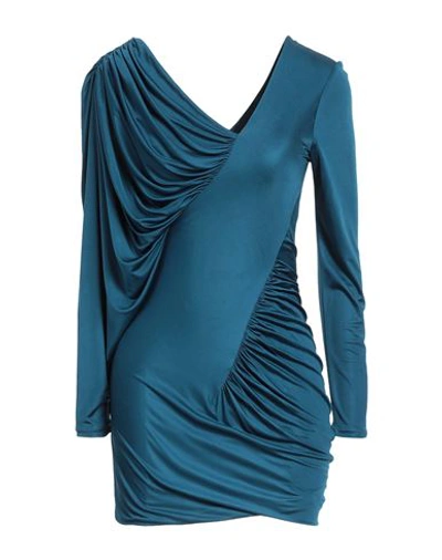 Saint Laurent Draped Jersey Dress In Blue