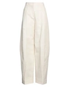 Jacquemus Woman Pants Ivory Size 10 Linen, Viscose, Polyester, Elastane In White